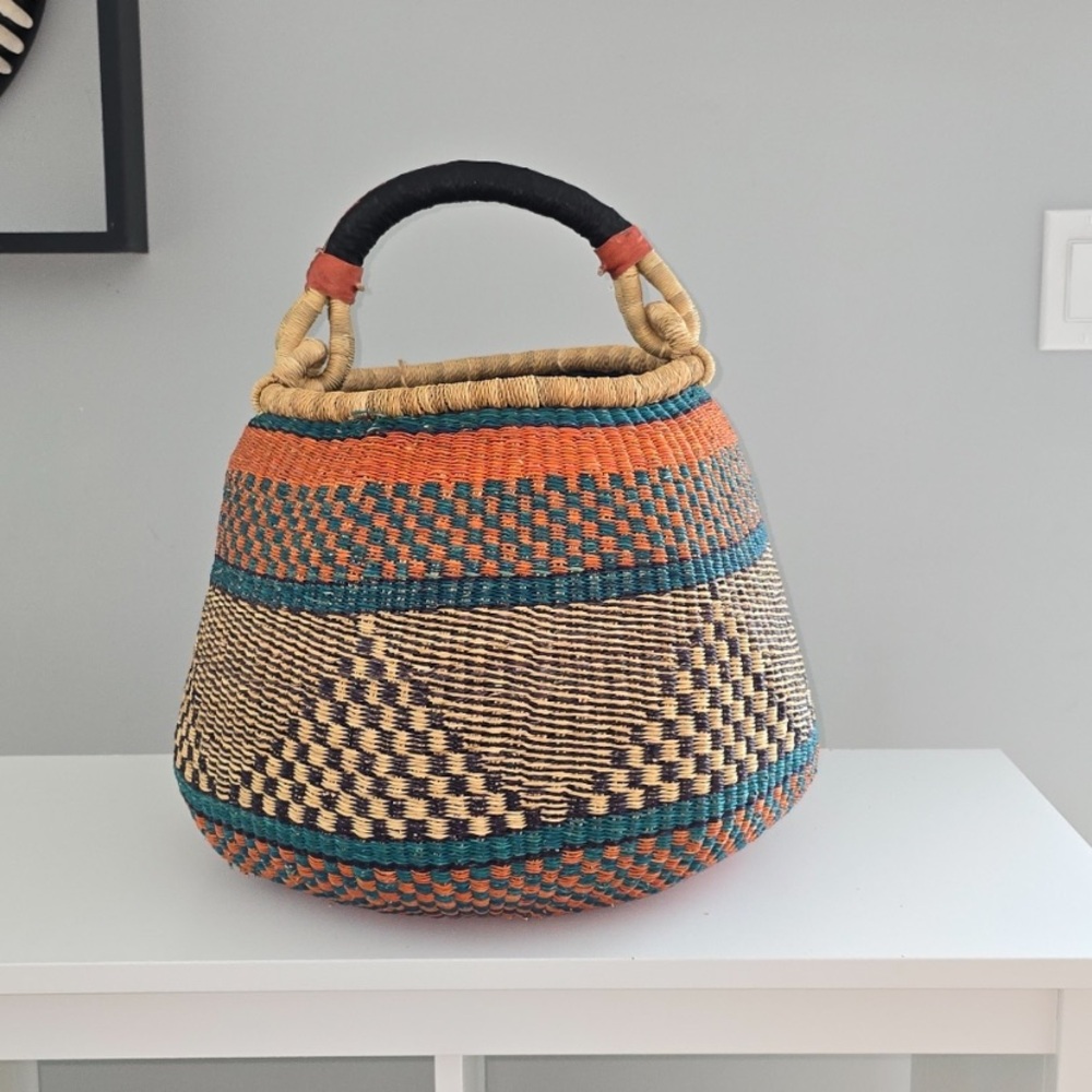 Large Handmade Colourful African Basket Storage Basket